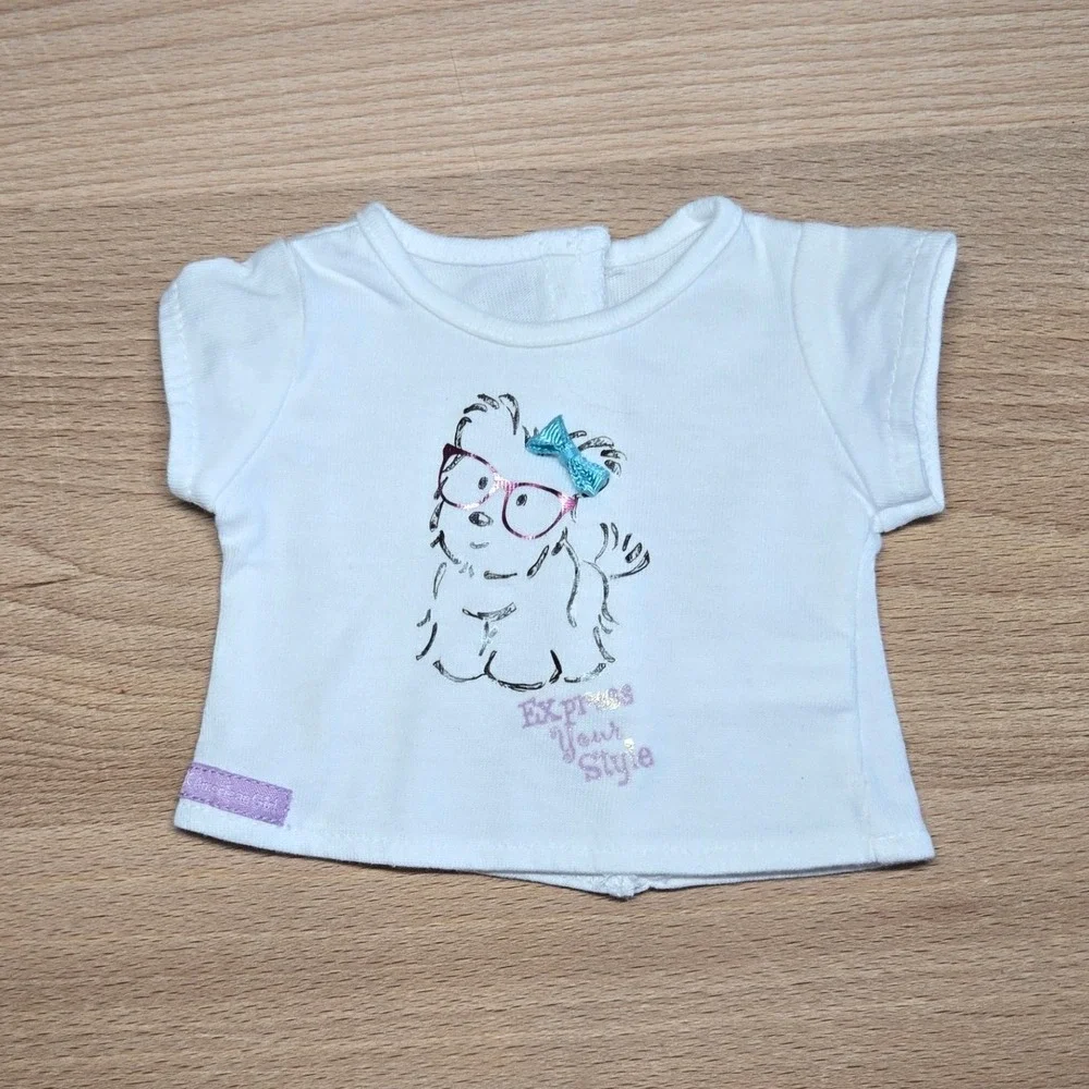 American Girl Doll White Graphic Tee Dog Express Your Style Short Sleeve Shirt